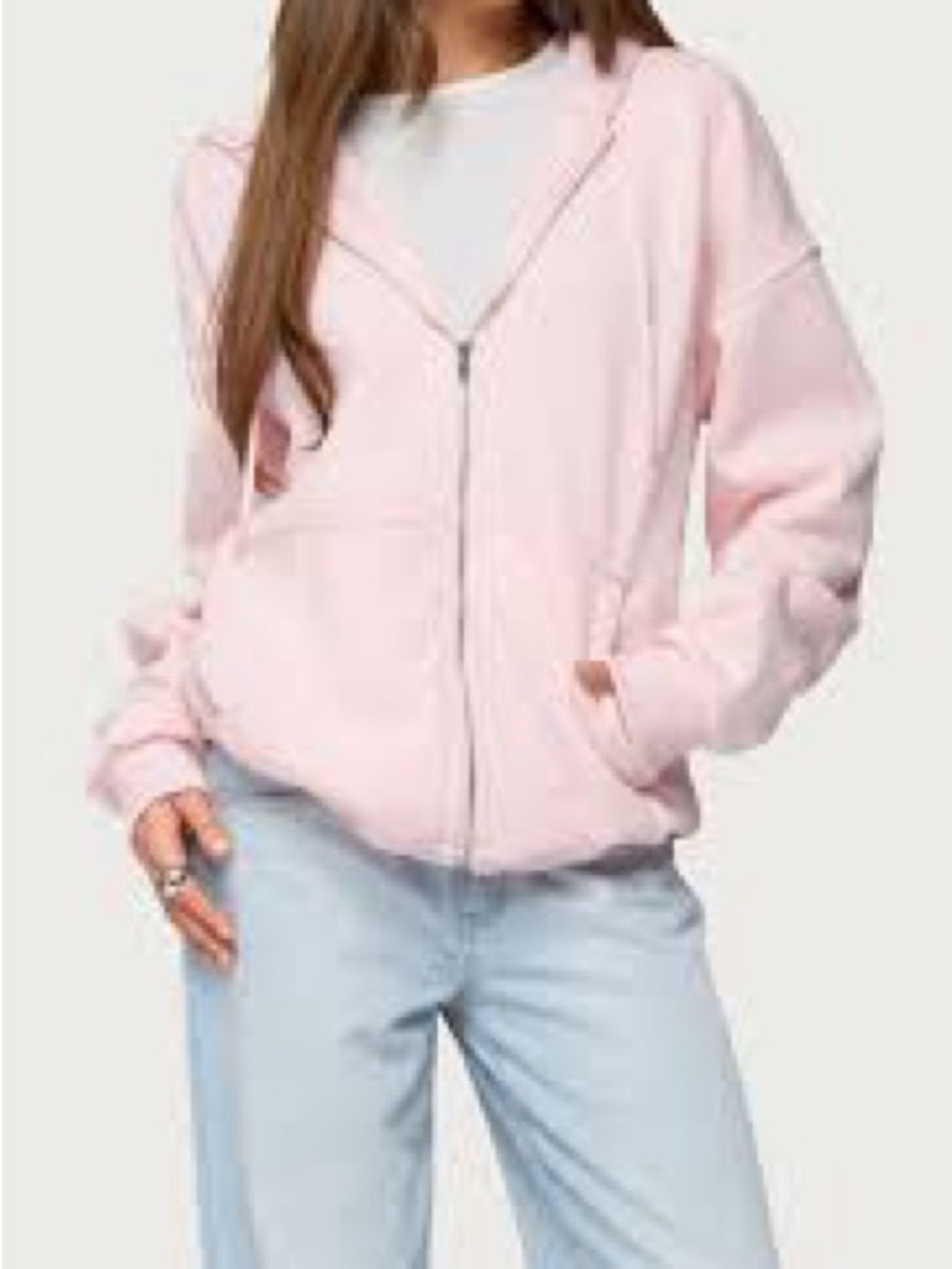 SKIMS Light Pink Teddy Zip-Up Hoodie Jacket 1127